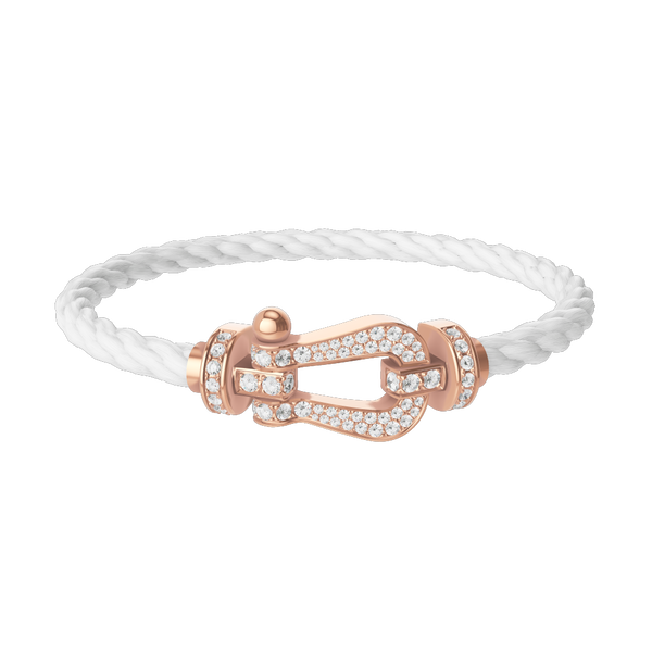 Bracelet cable Force 10 en or rose avec pav&eacute; de diamants, grand mod&egrave;le